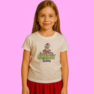 Tricou Feeling Extra Grinchy Today Christmas Lights, din bumbac 100%, tricou alb, Copii | Dama | Barbat - Img 2