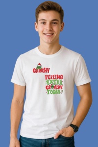Tricou Feeling Extra Grinchy Today, din bumbac 100%, tricou alb, Copii | Dama | Barbat - Img 3