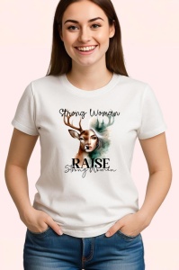 Tricou Femeie cu cerb nobil mesaj motivational raise strong women Copii | Dama | Barbat Barbat - Img 3
