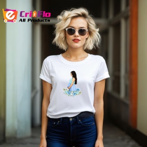 Tricou Femeie Insarcinata Profil Albastru, din bumbac 100%, tricou alb, Dama | Barbat