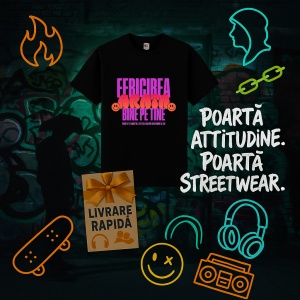 Tricou Fericirea arata bine pe tine Negru, Copii | Dama | Barbat - Img 5