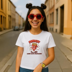Tricou Fericit cand este mancare - Copii | Dama | Barbat - Img 4