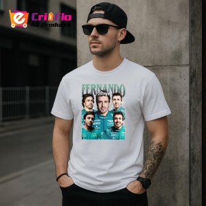 Tricou Fernando Alonso Colaj Cu Fete Multiple Echipa Aston Martin Formula 1, Copii | Dama | Barbat - Img 6