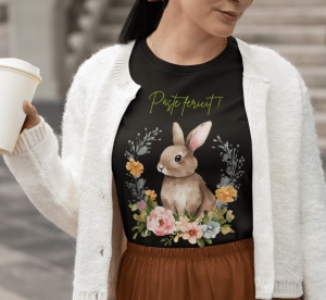Tricou festiv dama personalizat - Paste fericit ! - din bumbac, personalizat - Cadou - Img 2