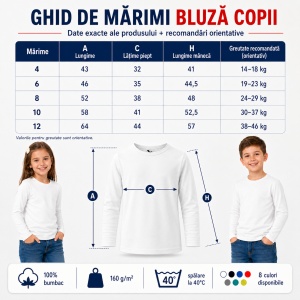 Tricou Fete Mânecă Lungă din Bumbac 100% bluza simpla copii - Img 4