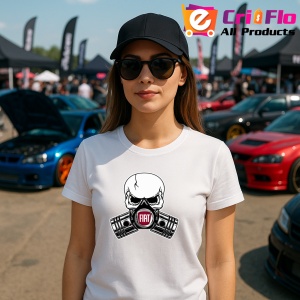 Tricou Fiat Skull Pistons | Unisex Dama si Barbat - Img 3