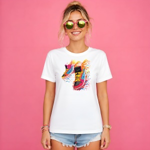 Tricou Fire Sneaker Burning Shoe Blue Red Urban Street Fashion, din bumbac 100% Copii | Dama | Barbat - Img 3