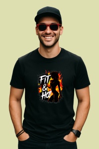Tricou Fit And Hot Contur Femeie Rosu, Copii | Dama | Barbat, culoare negru - Img 2