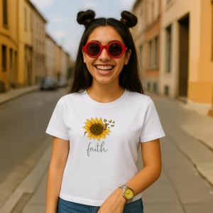 Tricou Floarea soarelui cu fluturi - Copii | Dama | Barbat - Img 3