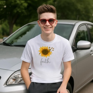 Tricou Floarea soarelui cu fluturi - Copii | Dama | Barbat - Img 8