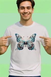 Tricou Fluture albastru cu accente argintii design regal Copii | Dama | Barbat Barbat - Img 2