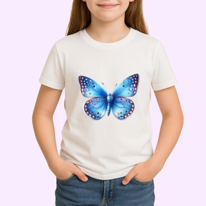 Tricou Fluture albastru pastelat cu buline simetrice Copii | Dama | Barbat Barbat - Img 4