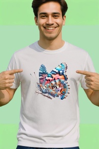 Tricou Fluture colorat realist cu detalii de insecta naturala Copii | Dama | Barbat Barbat - Img 2