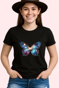 Tricou Fluture galaxie albastru cu luminite cosmice Copii | Dama | Barbat Barbat - Img 7