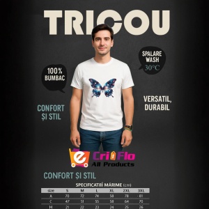 Tricou Fluture galaxie cu efect cosmic in nuante de albastru Copii | Dama | Barbat Barbat - Img 9