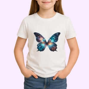 Tricou Fluture galaxie in tonuri albastre design cosmic Copii | Dama | Barbat Barbat - Img 3