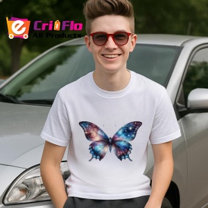 Tricou Fluture galaxie in tonuri cosmice violet si albastru Copii | Dama | Barbat Barbat - Img 9