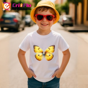 Tricou Fluture galben cald cu efect de catifea pe aripi Copii | Dama | Barbat Barbat - Img 13