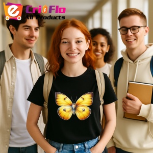 Tricou Fluture galben cald cu efect de catifea pe aripi Copii | Dama | Barbat Barbat - Img 23