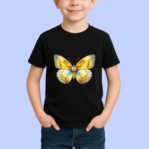 Tricou Fluture galben deschis cu accente albastre pastel Copii | Dama | Barbat Barbat