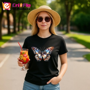 Tricou Fluture maro cu accente albastre design exotic elegant Copii | Dama | Barbat Barbat - Img 22