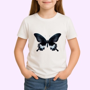 Tricou Fluture negru cu accente albe design contrast puternic Copii | Dama | Barbat Barbat - Img 3