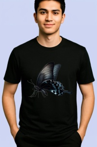 Tricou Fluture negru elegant in zbor simplu si rafinat Copii | Dama | Barbat Barbat - Img 5