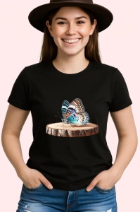 Tricou Fluture pe buturuga stil rustic cu nuante naturale Copii | Dama | Barbat Barbat - Img 6