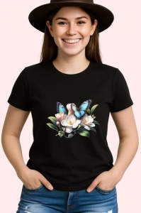 Tricou Fluture pe flori albe magnolie stil botanic calm Copii | Dama | Barbat Barbat - Img 6
