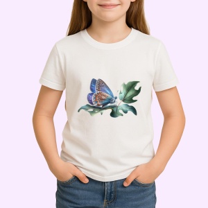 Tricou Fluture pe frunza verde compozitie botanica realista Copii | Dama | Barbat Barbat - Img 4