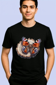 Tricou Fluture pe trunchi de copac design rustic realist Copii | Dama | Barbat Barbat - Img 4