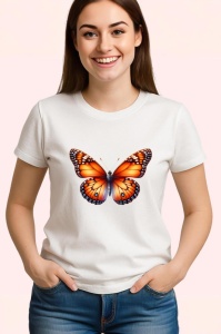 Tricou Fluture portocaliu clasic cu negru in stil monarch Copii | Dama | Barbat Barbat - Img 3