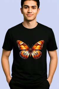 Tricou Fluture portocaliu intens in zbor design vibrant Copii | Dama | Barbat Barbat - Img 5