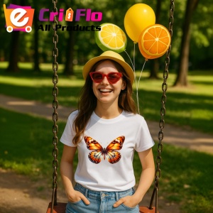 Tricou Fluture portocaliu intens in zbor design vibrant Copii | Dama | Barbat Barbat - Img 11