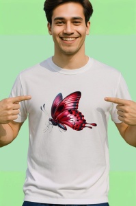 Tricou Fluture rosu aprins in zbor stil elegant si dinamic Copii | Dama | Barbat Barbat - Img 2
