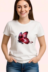 Tricou Fluture rosu aprins in zbor stil elegant si dinamic Copii | Dama | Barbat Barbat - Img 3