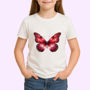 Tricou Fluture rosu intens cu accente negre design dramatic Copii | Dama | Barbat Barbat - Img 4