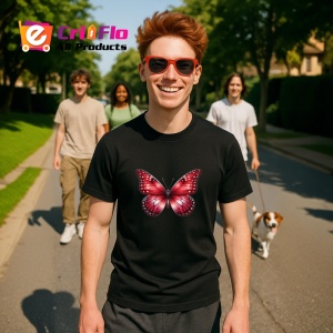 Tricou Fluture rosu intens cu accente negre design dramatic Copii | Dama | Barbat Barbat - Img 17