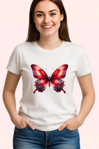 Tricou Fluture rosu intens cu margini negre in degrade Copii | Dama | Barbat Barbat - Img 3