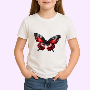 Tricou Fluture rosu si negru in stil monarch realist Copii | Dama | Barbat Barbat - Img 4