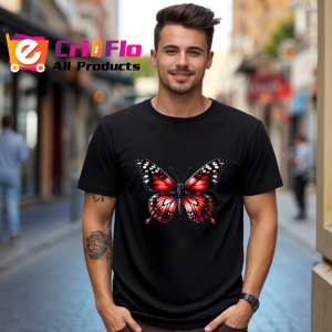 Tricou Fluture rosu si negru model clasic intens si simetric Copii | Dama | Barbat Barbat - Img 17