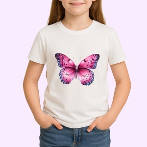 Tricou Fluture roz cu violet si model floral decorativ Copii | Dama | Barbat Barbat - Img 4