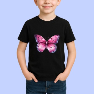 Tricou Fluture roz cu violet si model floral decorativ Copii | Dama | Barbat Barbat - Img 6
