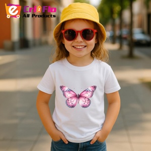 Tricou Fluture roz deschis cu aripi diafane pastel Copii | Dama | Barbat Barbat