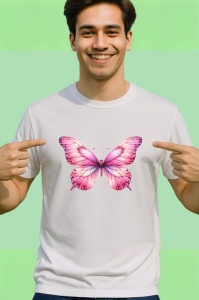 Tricou Fluture roz pastel cu detalii fine si feminine Copii | Dama | Barbat Barbat - Img 2