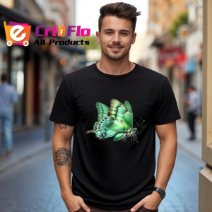 Tricou Fluture verde in tonuri deschise cu reflexii delicate Copii | Dama | Barbat Barbat - Img 17