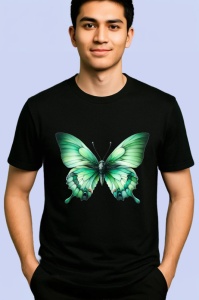Tricou Fluture verde smarald cu aripi in degrade natural Copii | Dama | Barbat Barbat - Img 4