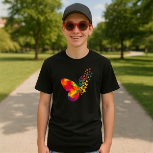 Tricou Fluturi Multicolor Negru, Copii | Dama | Barbat - Img 10