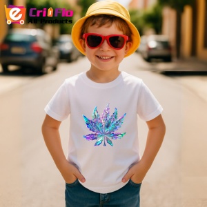 Tricou Frunza artistica in degradee albastru violet Copii | Dama | Barbat