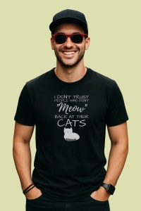 Tricou Funny Cat Lady Quote, din bumbac 100%, tricou negru, Dama | Barbat - Img 2